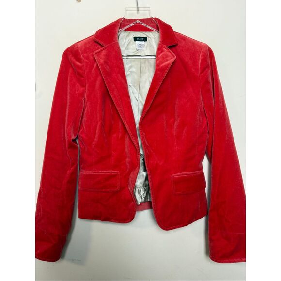 J.Crew Red Velvet Schoolboy Blazer 97130 Size 4 Fall Tailored Holiday Jacket - Picture 1 of 4